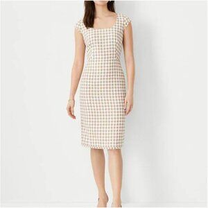 Ann Taylor Gingham Tweed Scoop Neck Sheath Dress Size 18